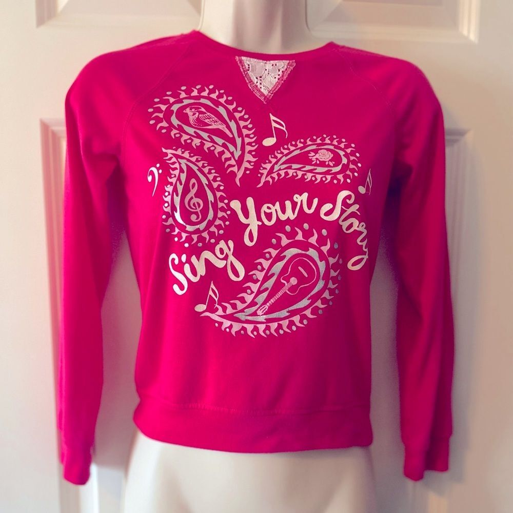 AMERICAN GIRL Sing Your Story Pink Sweatshirt Size 7/8